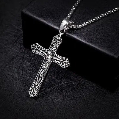 Titanium Steel Jesus Cross Necklace — Faith, Worn Strong