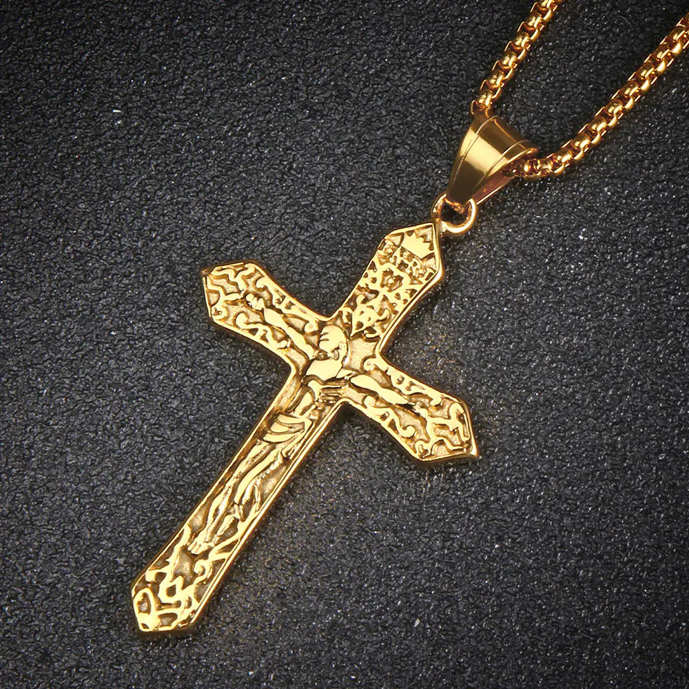 Titanium Steel Jesus Cross Necklace — Faith, Worn Strong