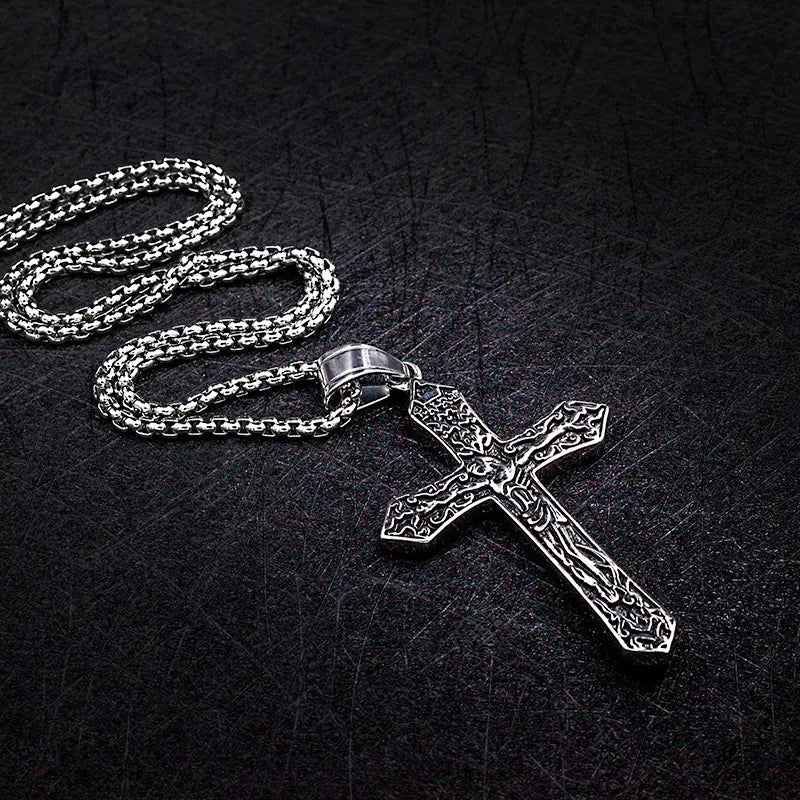 Titanium Steel Jesus Cross Necklace — Faith, Worn Strong