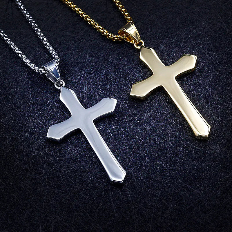 Titanium Steel Jesus Cross Necklace — Faith, Worn Strong